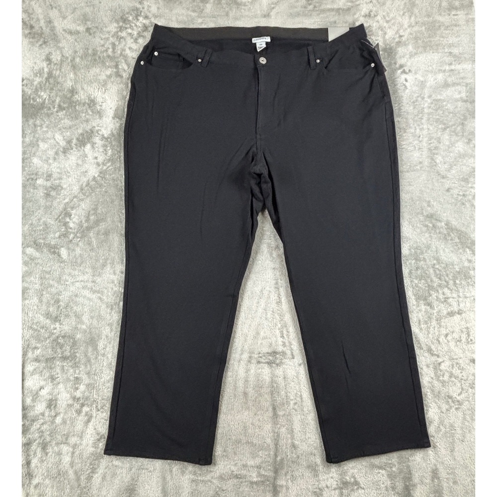 Catherines Knit Jean Fly Front Womens 28W Black Stretch French Terry Pants NWT
